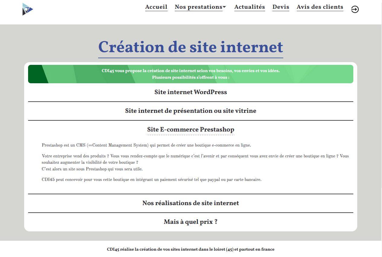 CDI45 - Nos prestations avant refonte