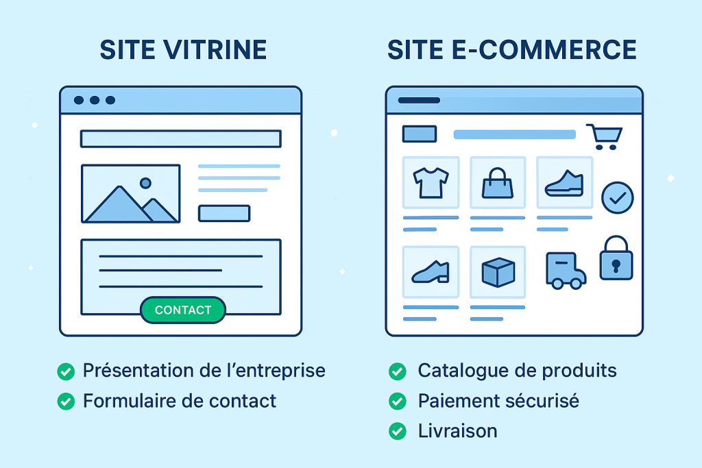 Différence entre un site vitrine et un site e-commerce - CDI45